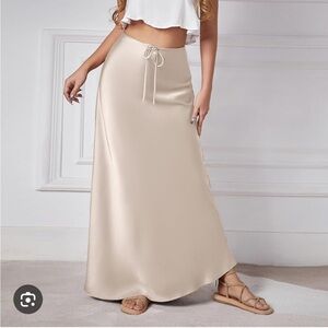 Cream Maxi Slip Skirt for Casual Resort Wear